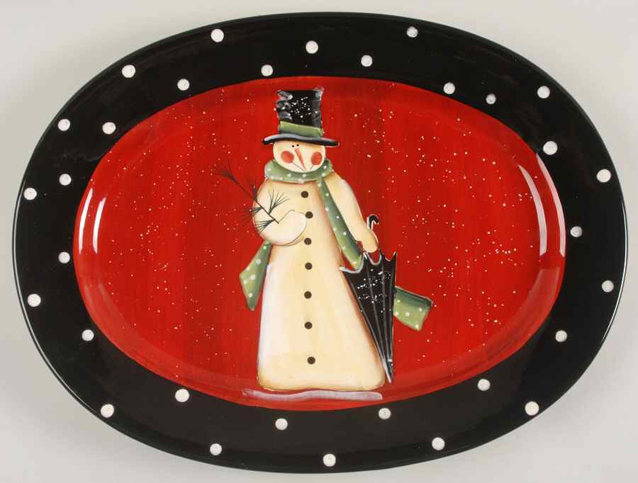 Folk Snowman 16" Oval Serving Platter by Certified International-1