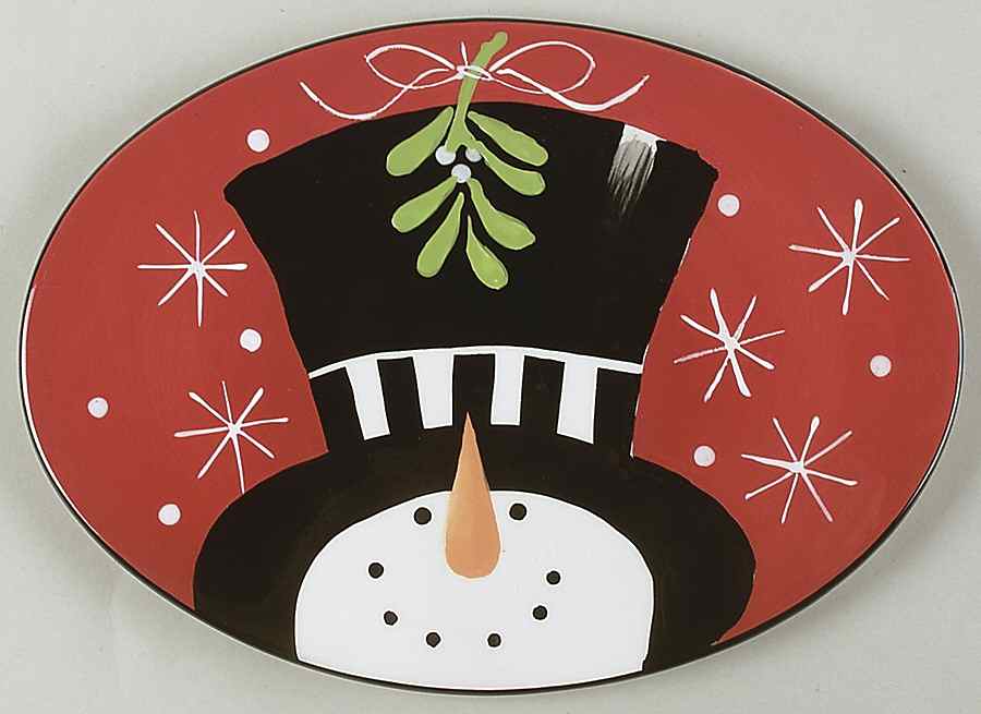 Holiday Snowman Oval Cheese Plate by Certified International-1