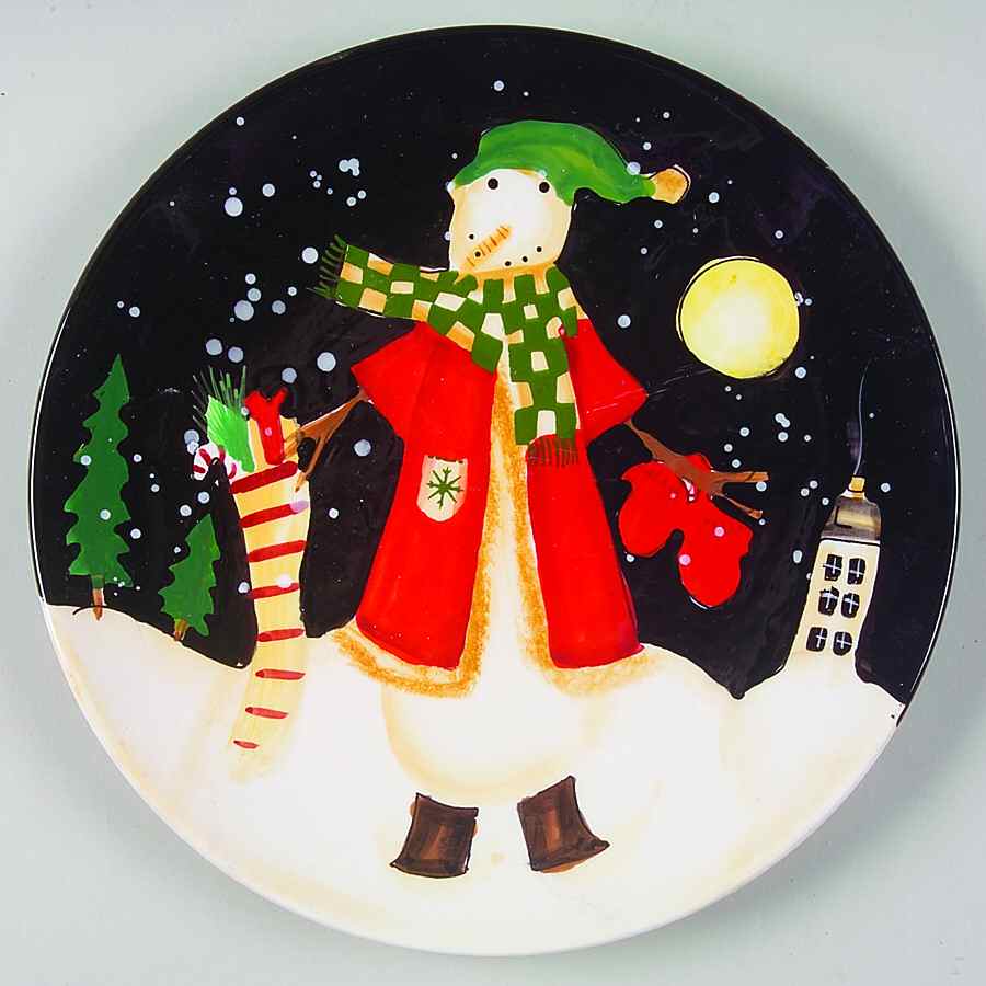 Midnight Snowman Dessert/Pie Plate by Certified International-1