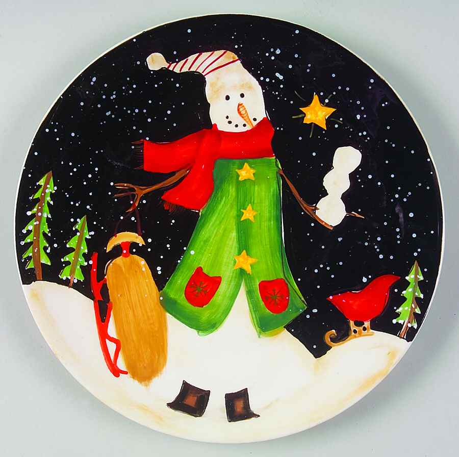 Midnight Snowman Dessert/Pie Plate by Certified International-1