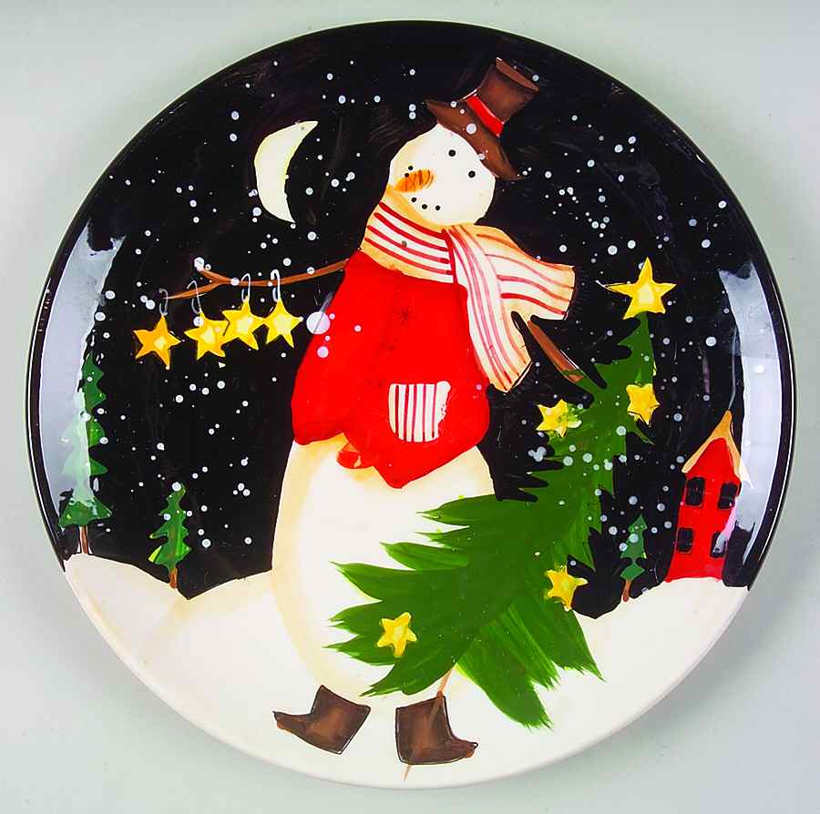 Midnight Snowman Dinner Plate by Certified International-1