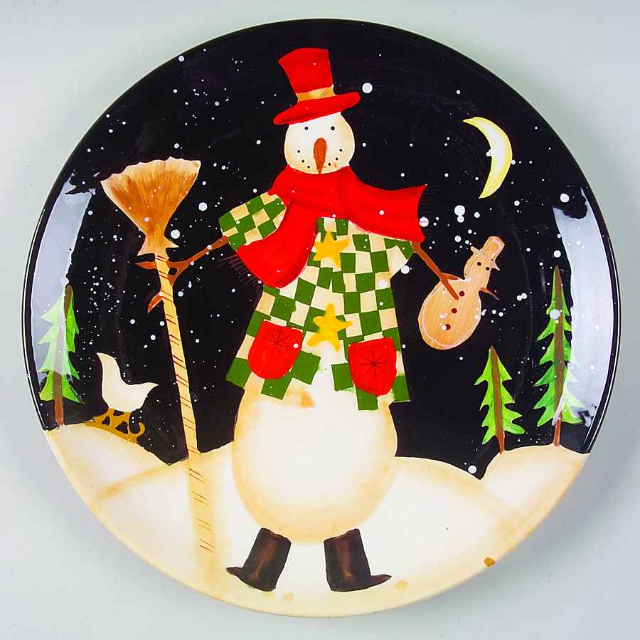 Midnight Snowman Dinner Plate by Certified International-1