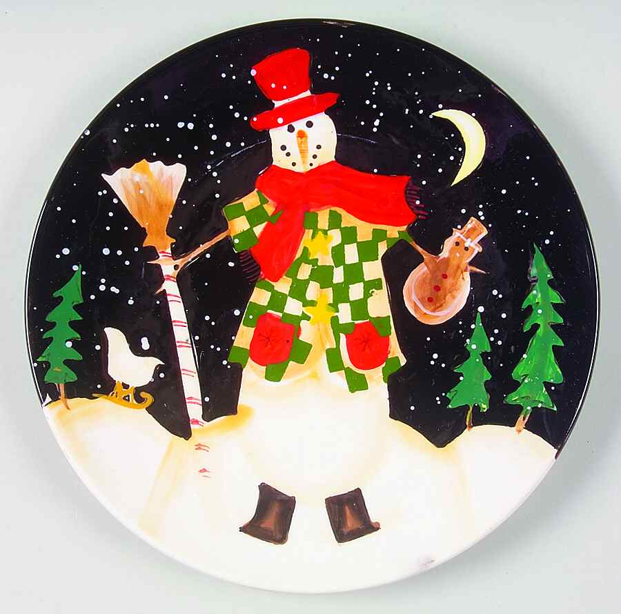 Midnight Snowman Dessert/Pie Plate by Certified International-1