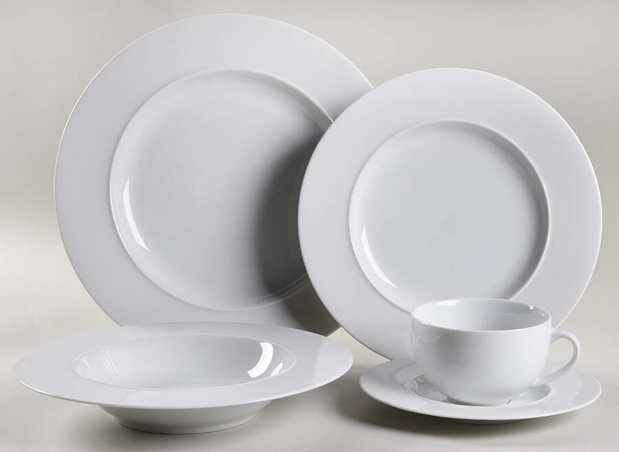 Epoch White 5 Piece Place Setting by Crate & Barrel-1
