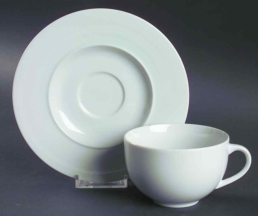 Epoch White Flat Cup & Saucer Set by Crate & Barrel-1