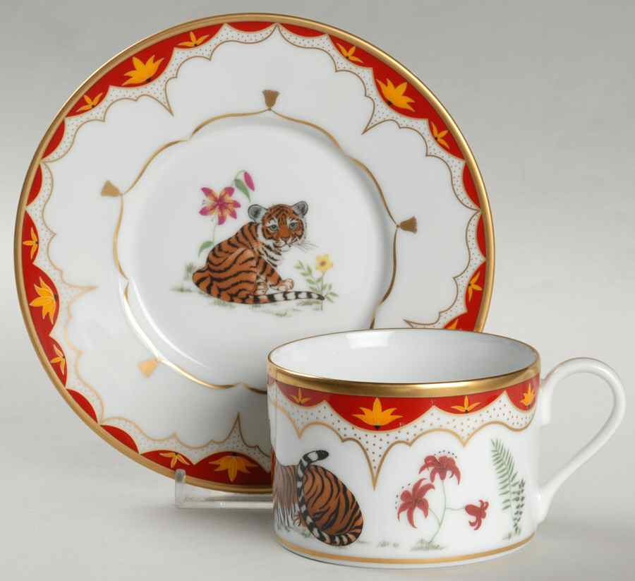 Tiger Lily Flat Cup & Saucer Set by Lynn Chase-1