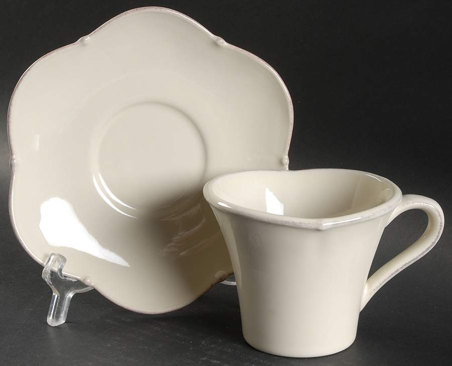 Meridian Cream Flat Cup & Saucer Set by Casafina-1