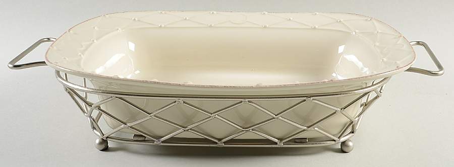 Meridian Cream 14" Rectangular Baker W/Metal Stand by Casafina-1