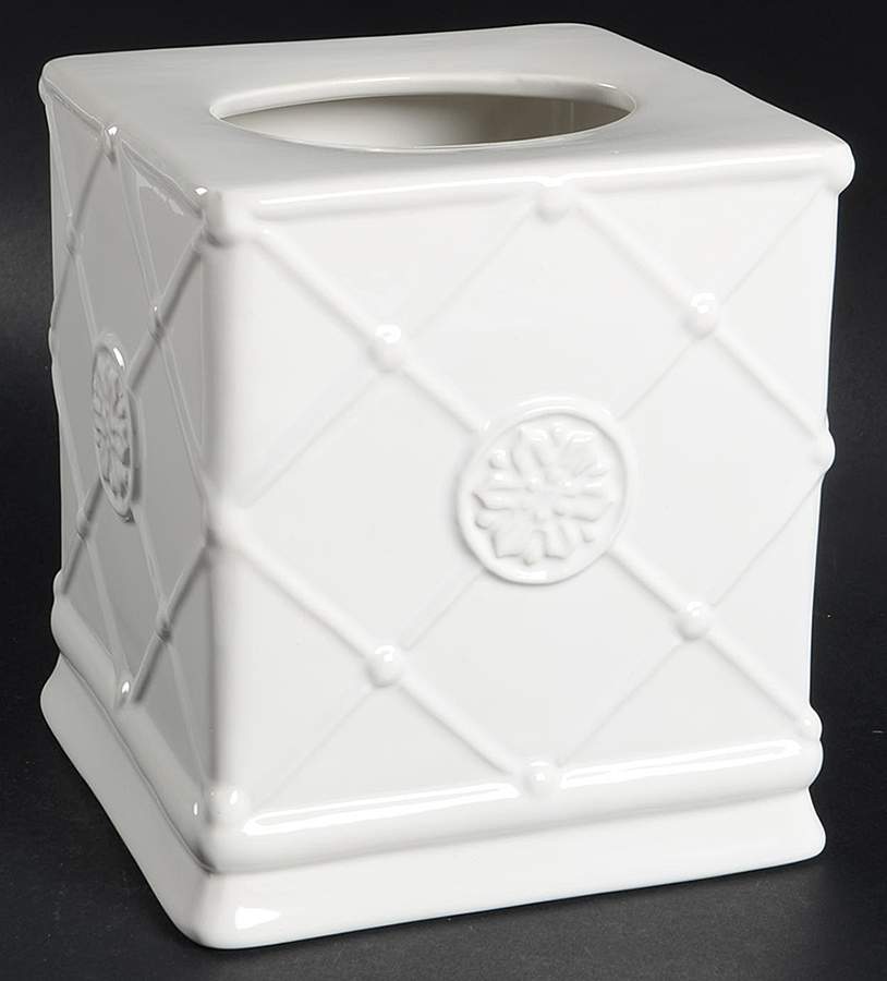 Meridian White Square Tissue Box Cover by Casafina-1
