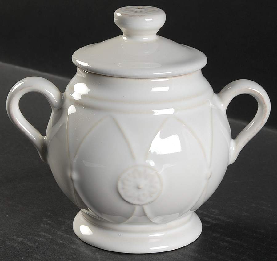 Meridian White Sugar Bowl & Lid by Casafina-1