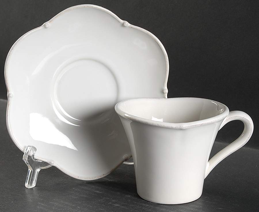 Meridian White Flat Cup & Saucer Set by Casafina-1