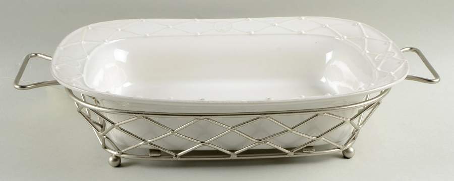 Meridian White 14" Rectangular Baker W/Metal Stand by Casafina-1