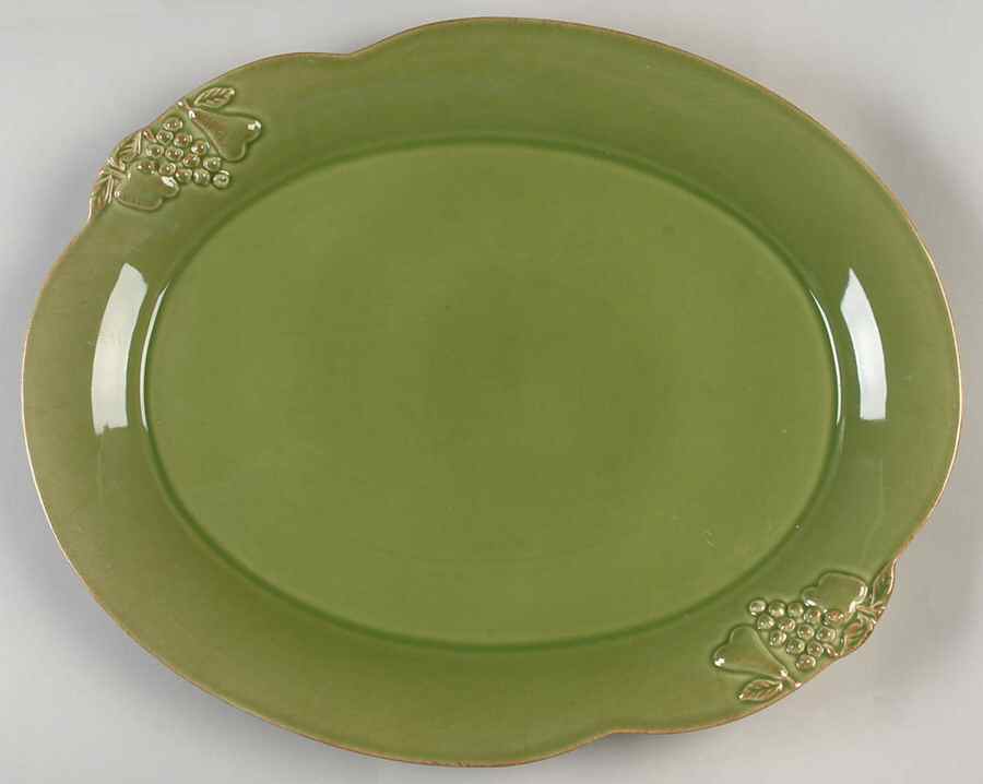 Madeira Harvest (Moss Green) 15" Oval Serving Platter by Casafina-1