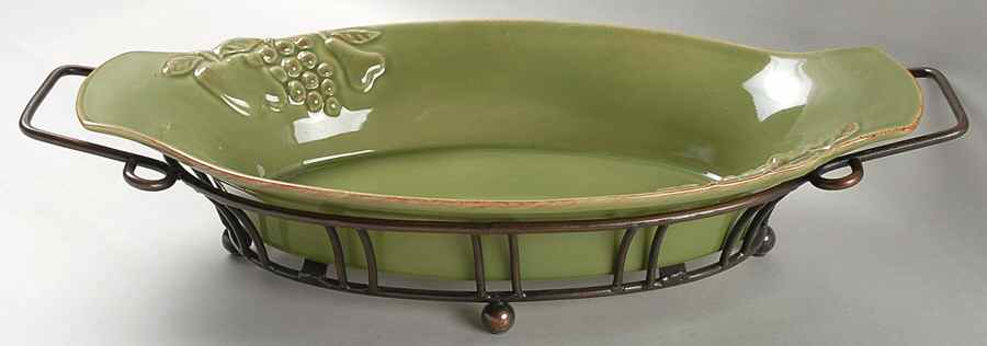 Madeira Harvest (Moss Green) 16" Augratin & Metal Stand by Casafina-1