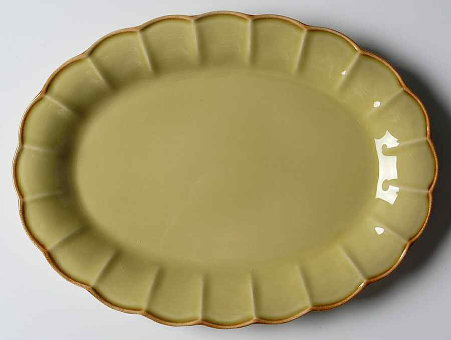 Autumn Waves Celery (Green) 11" Oval Serving Platter by Casafina-1