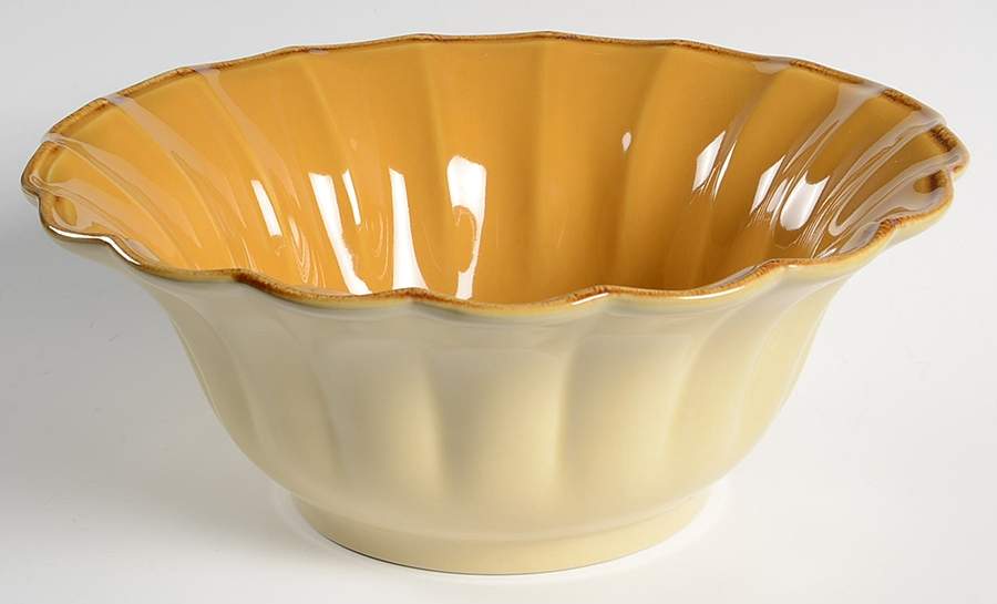 Autumn Waves Honey (Yellow) 11" Large Salad Serving Bowl by Casafina-1