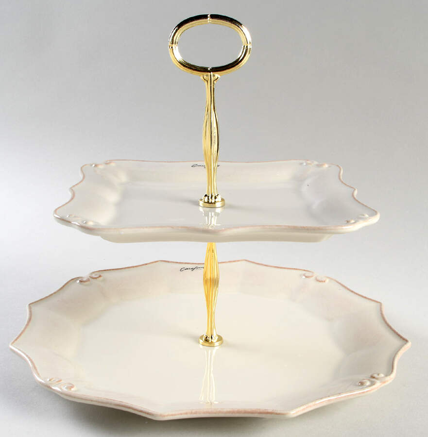 Vintage Port Cream 6 5/8"-10"  2 Tiered Serving Tray (Dp, Sp) HC by Casafina-1