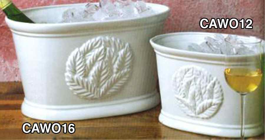 Blanc de Blanc 12" Oval Cachepot/Wine Cooler by Casafina-1