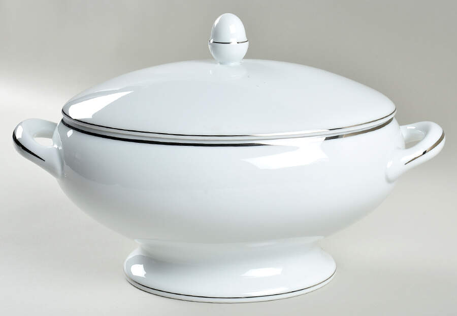 Albi (Platinum Trim) Oval Covered Vegetable by Christofle-1