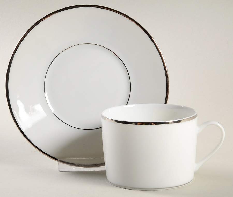 Albi (Platinum Trim) Flat Cup & Saucer Set by Christofle-1