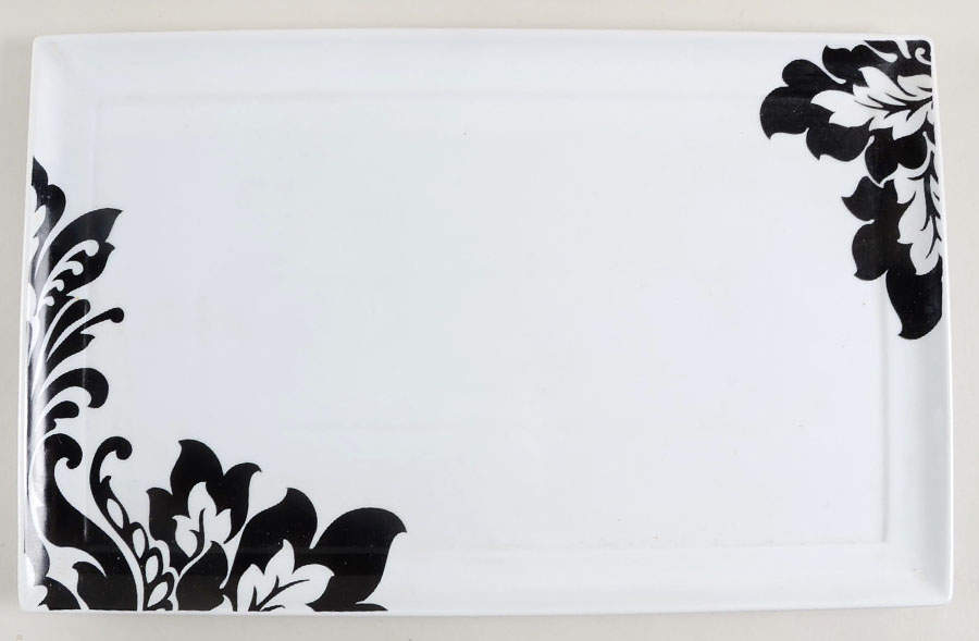 Whiteware Black and White 15" Rectangular Serving Platter by The Cellar (China)-1