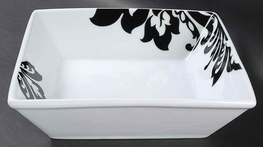 Whiteware Black and White 8" Square Vegetable Bowl by The Cellar (China)-1