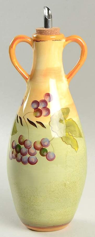 Rustic Vines Oil Jar & Drizzle Spout by Clay Art-1