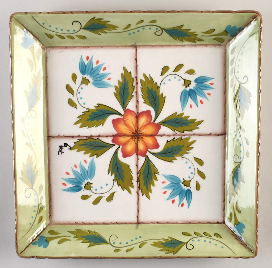 Wildflower 14" Square Platter by Clay Art-1