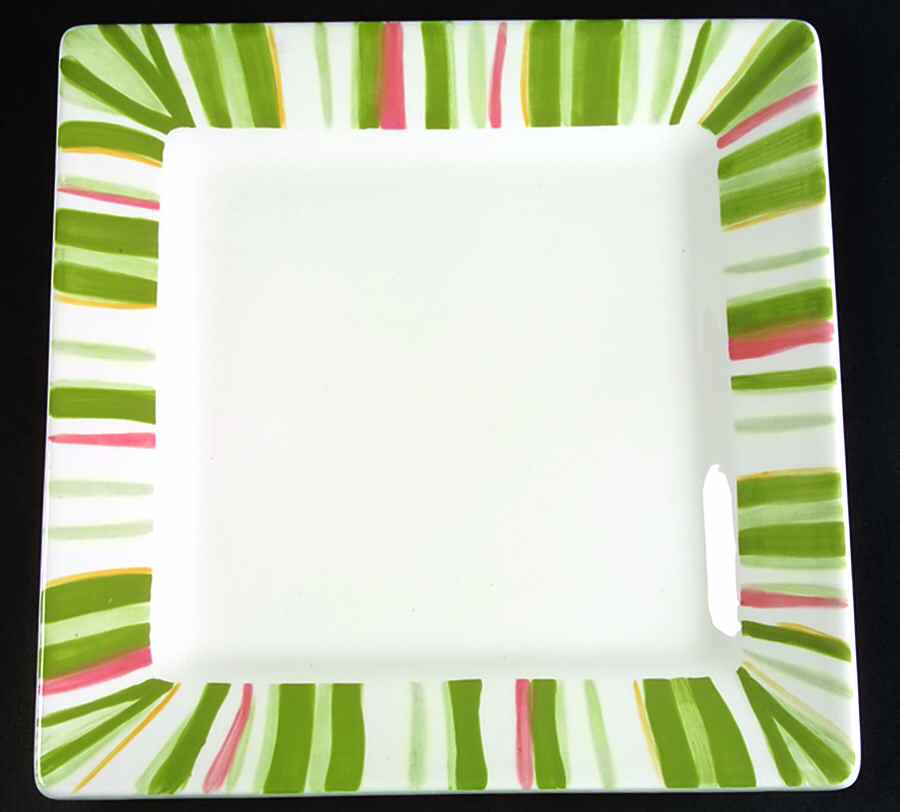 Hibiscus Stripe Dinner Plate by Clay Art-1