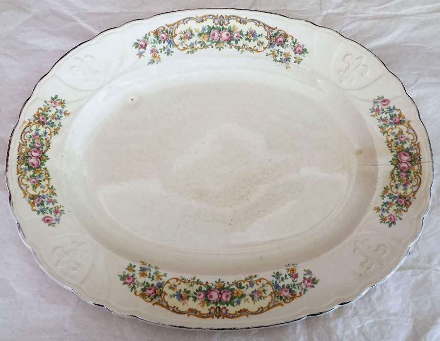 2887 13" Oval Serving Platter by Crown Potteries-1