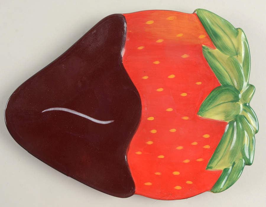 Chocolate Swirls Strawberry Shaped Plate by Clay Art-1