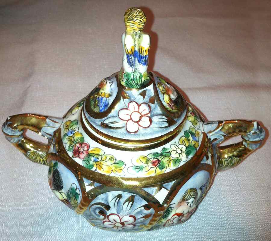 1366 Sugar Bowl & Lid by Capo-di-Monte (Italy)-1