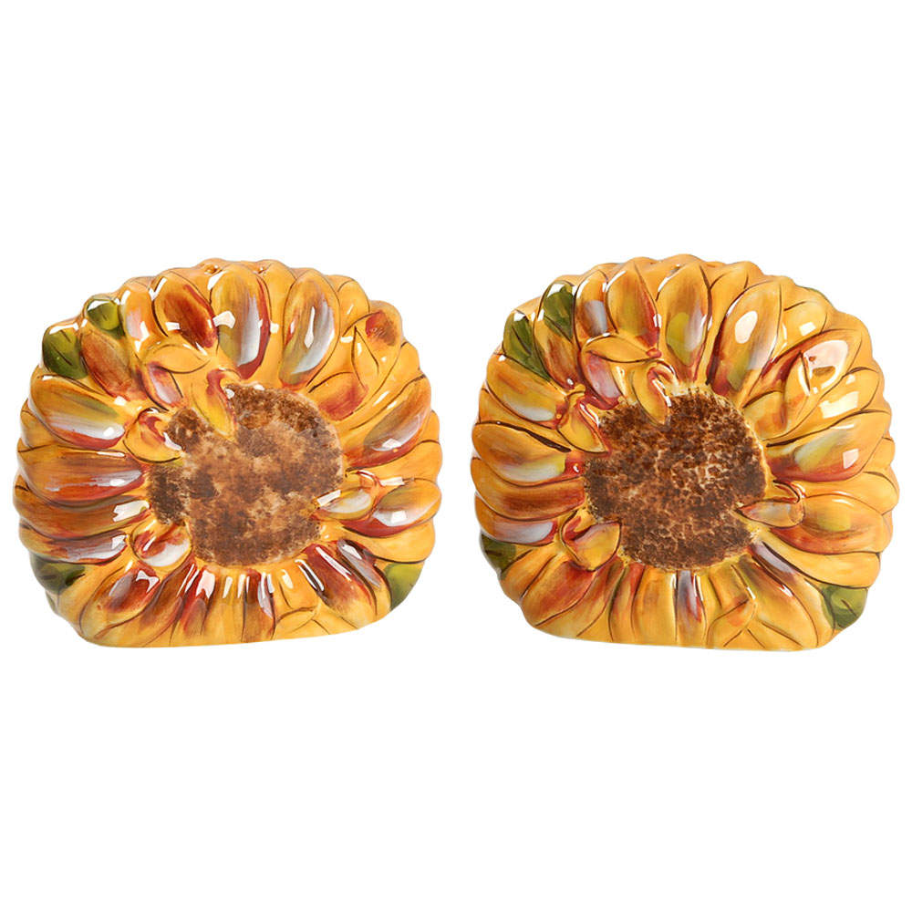Tuscan Sunflower Figural Salt & Pepper Set by Clay Art-1