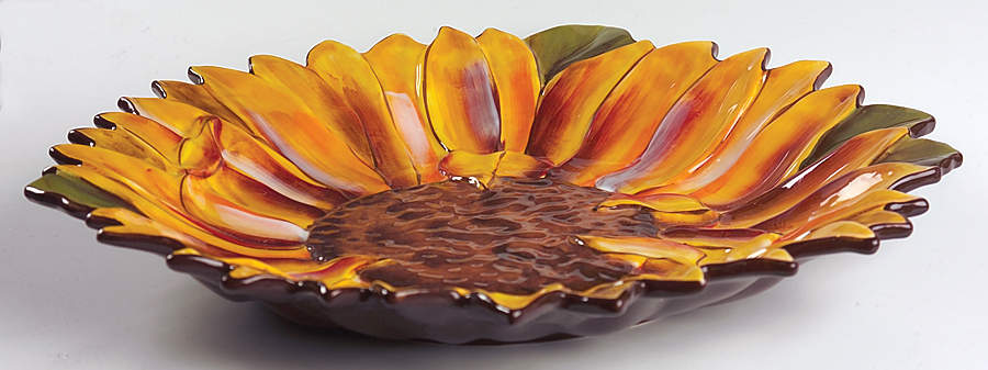 Tuscan Sunflower Flower Shaped Platter by Clay Art-1