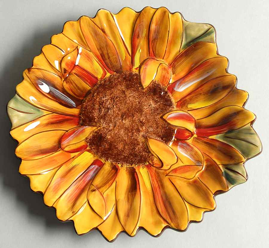Tuscan Sunflower Figural Salad Plate by Clay Art-1