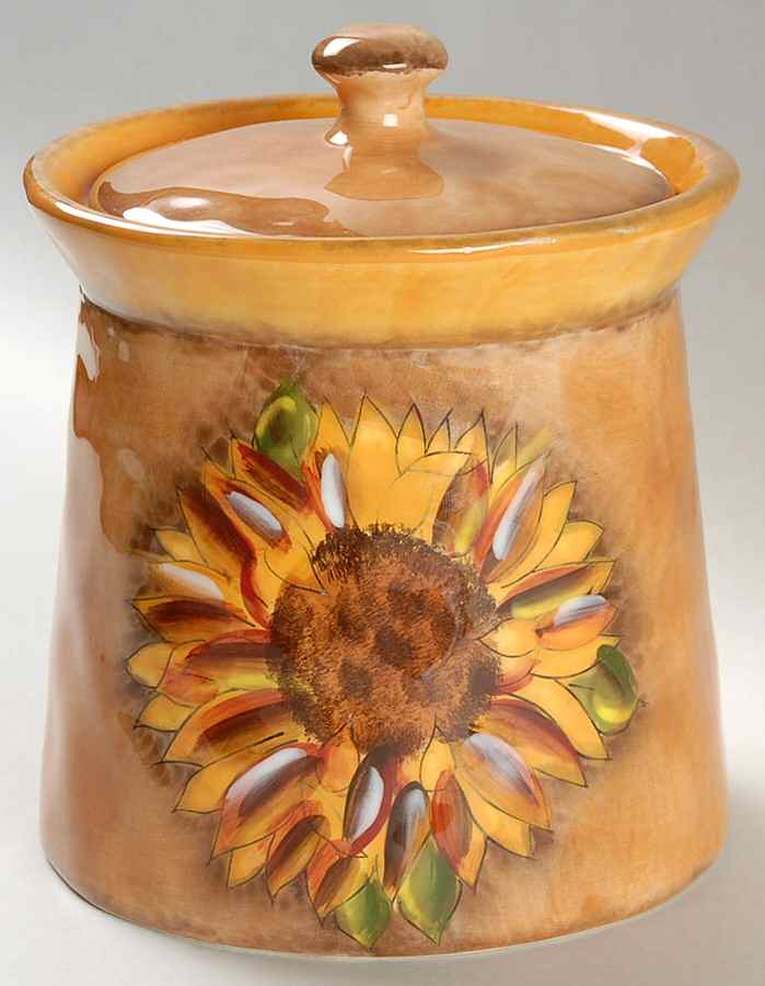 Tuscan Sunflower Small Canister & Lid by Clay Art-1