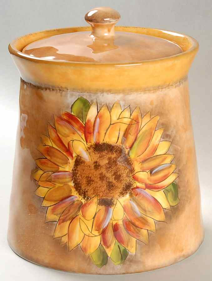 Tuscan Sunflower Medium Canister & Lid by Clay Art-1