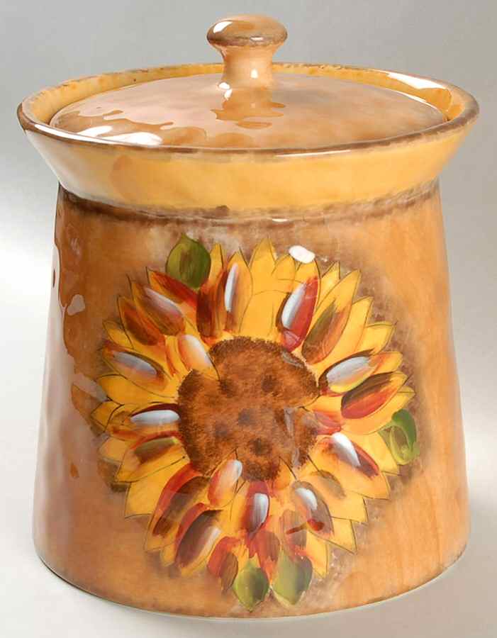 Tuscan Sunflower Large Canister & Lid by Clay Art-1
