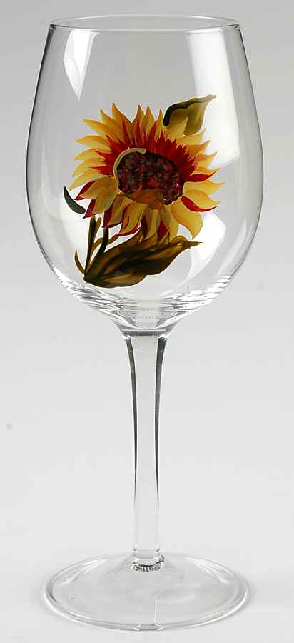 Tuscan Sunflower Glassware Wine by Clay Art-1