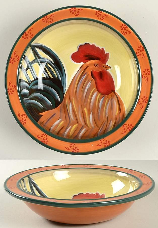 Regal Rooster 9" Round Vegetable Bowl by Clay Art-1