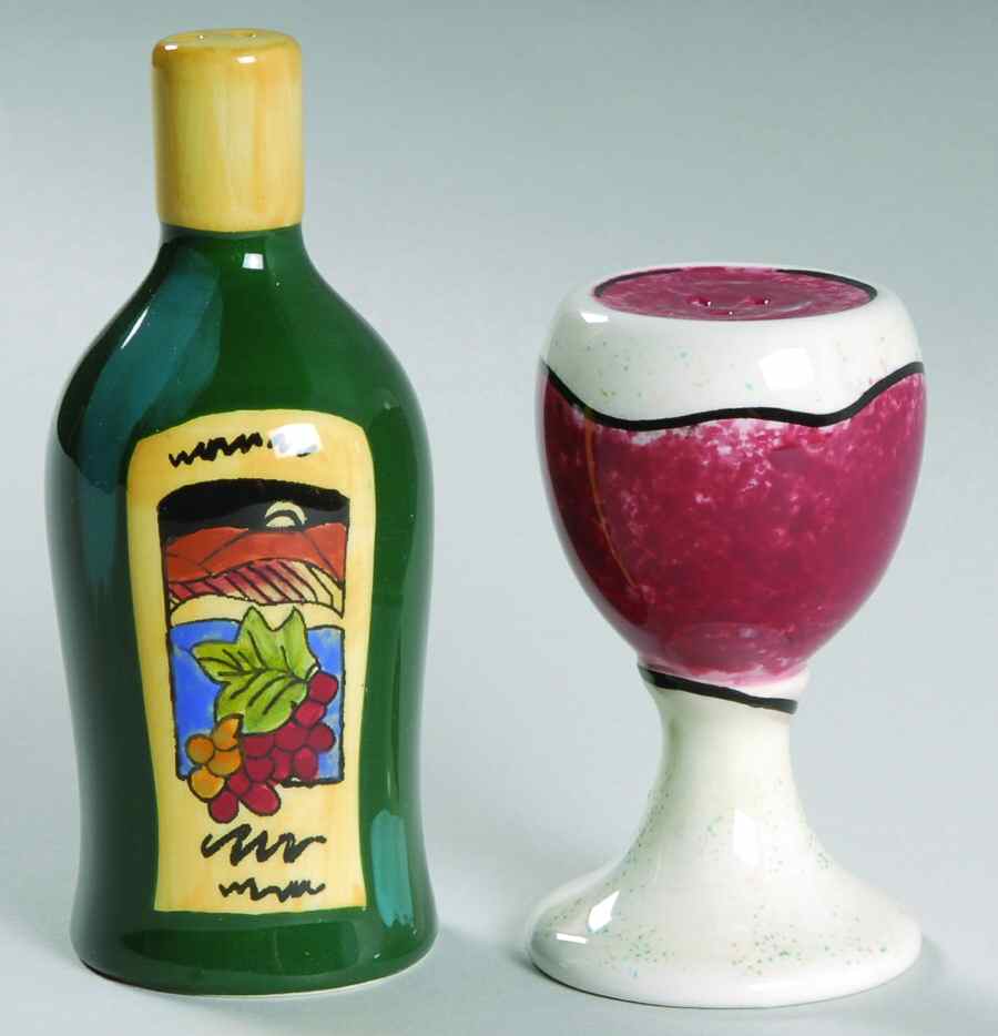 Wine and Dine Figural Salt & Pepper Set by Clay Art-1
