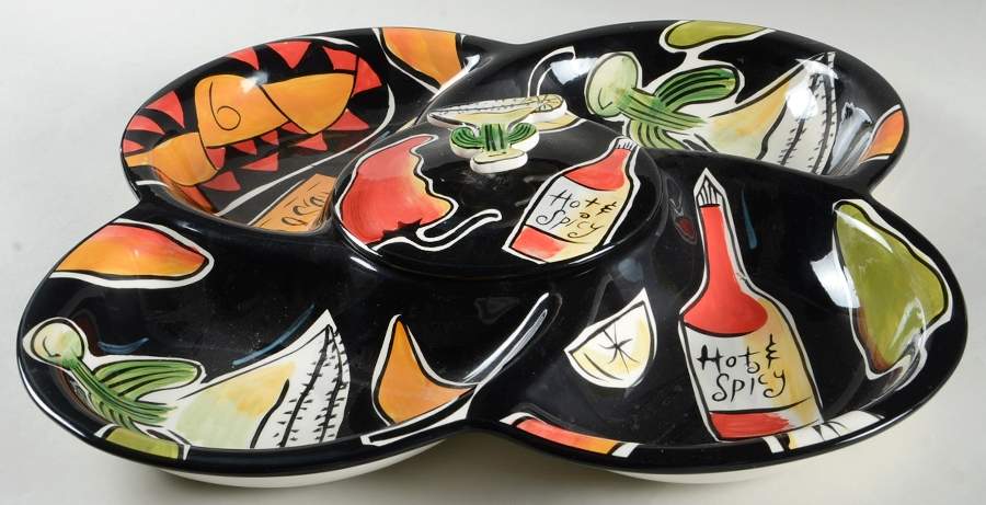 Salsa 5-Part Relish & Center Lid by Clay Art-1