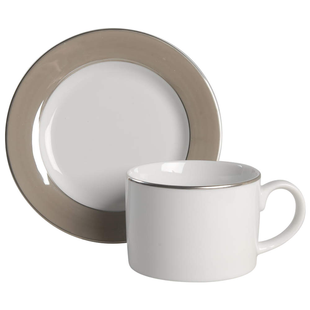 Luster Flat Cup & Saucer Set by Crate & Barrel-1