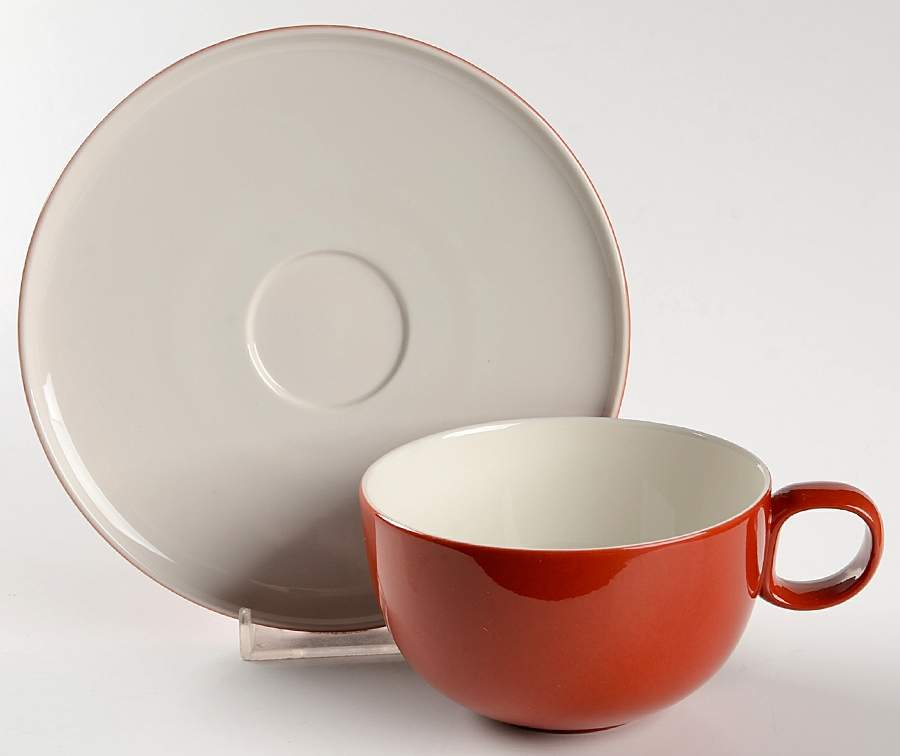 Cinnabar Floral Flat Cup & Saucer Set by Crate & Barrel-1