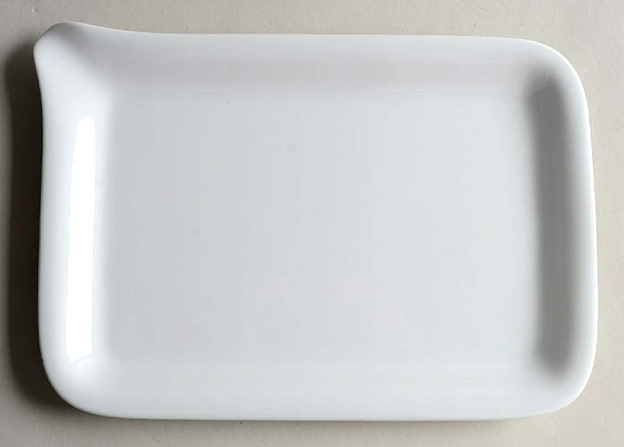 Quartet White 11" Rectangular Platter, Baker Lid by Crate & Barrel-1