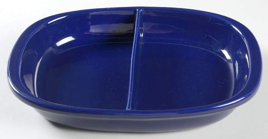 Indigo Blue 11" Oval Divided Baker by Chantal-1