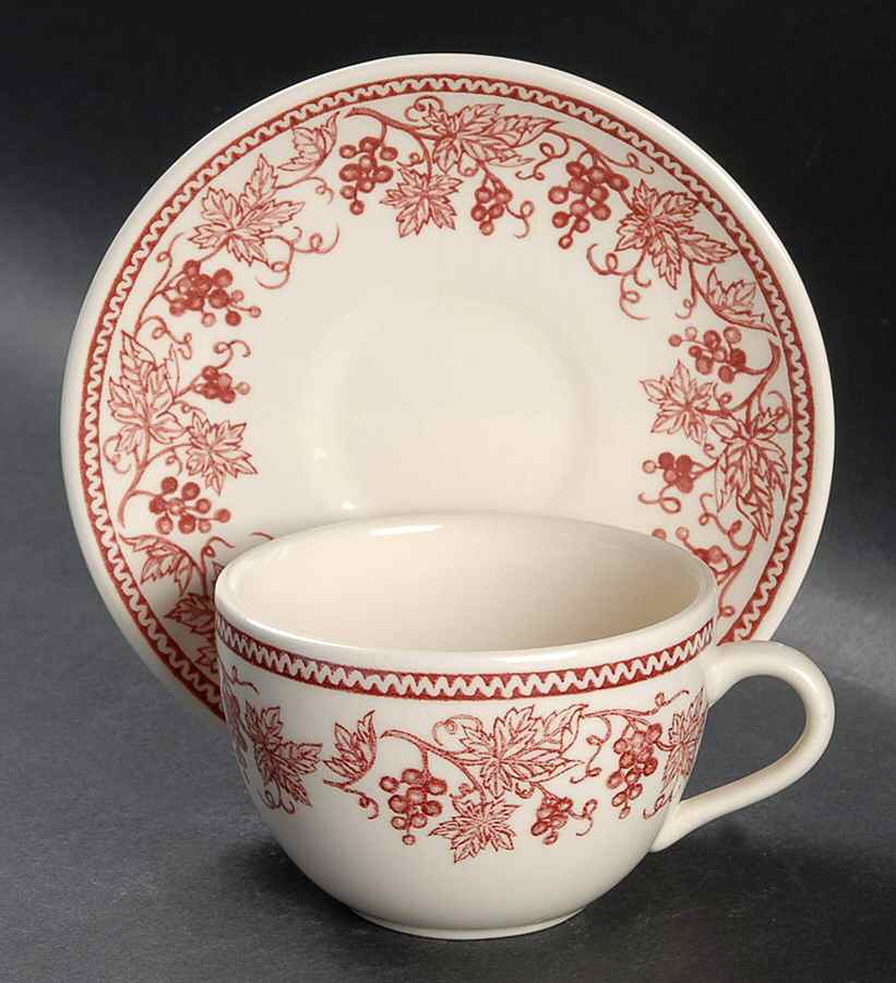 Vineyard Pink Flat Cup & Saucer Set by Claytan-1