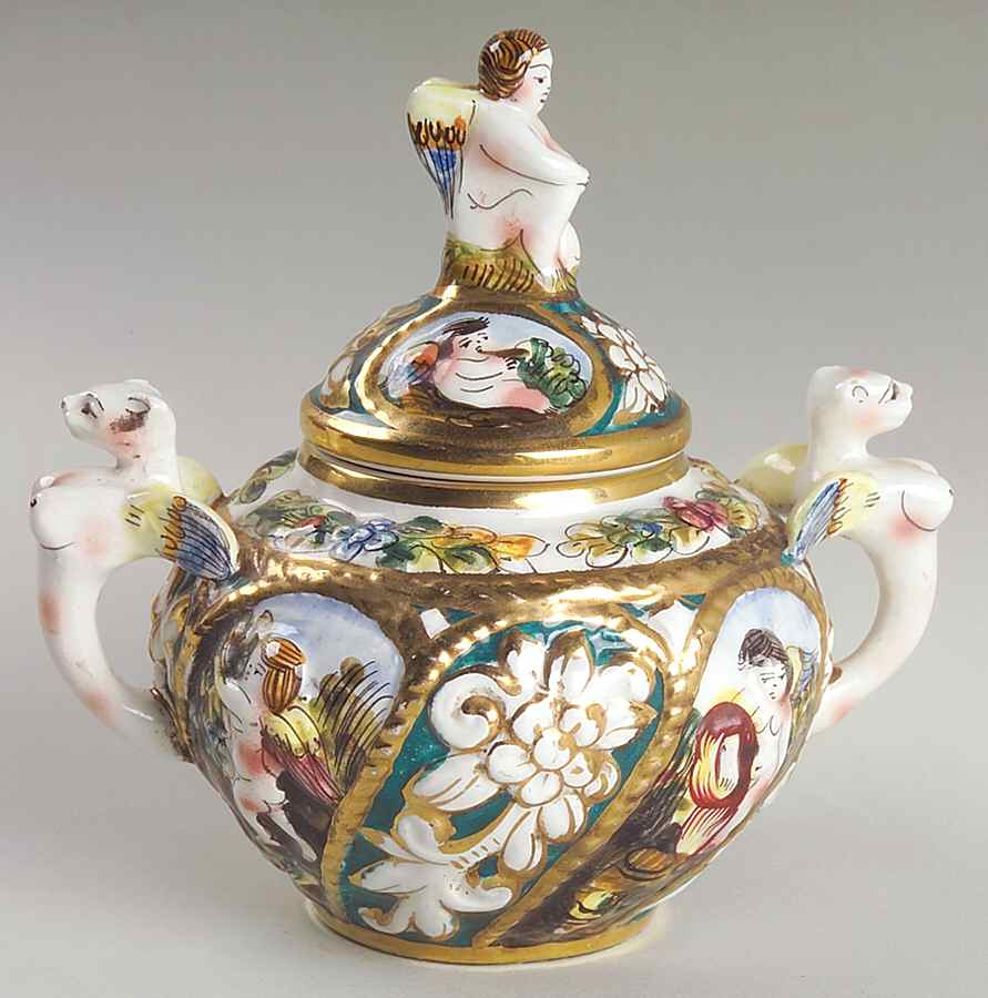 712-669 Sugar Bowl & Lid by Capo-di-Monte (Italy)-1