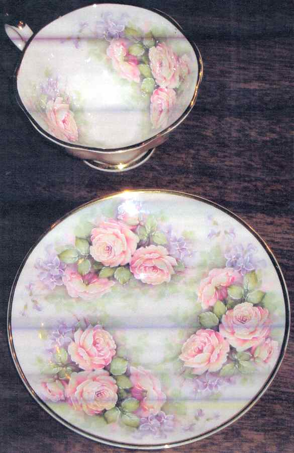 Romance Rose (Not Swirl) Footed Cup & Saucer Set by Crown Victorian-1