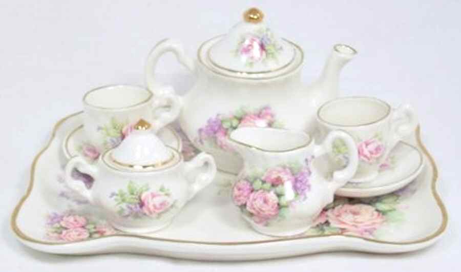 Romance Rose (Not Swirl) 10 Piece Toy Tea Set by Crown Victorian-1